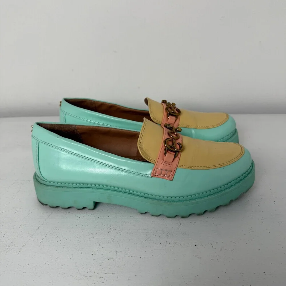 Circus NY Darielle Pastel Colorblock Platform Lug Sole Loafers Mint‎ Yellow 8.5
